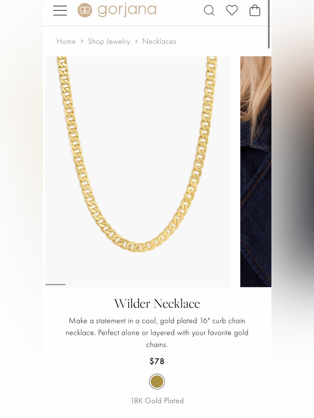 Gorjana Gold Chain Necklace - Women's Accessory - Picture 2 of 2
